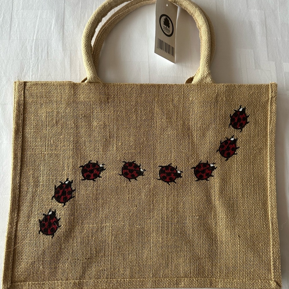 Chic Tan Tote with Ladybug Design on both sides